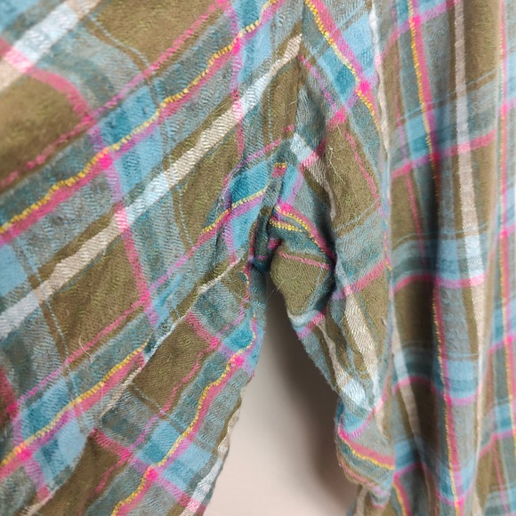 Anthropologie Green and Blue Plaid Button Down Shirt - Picture 4 of 8